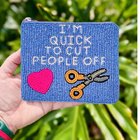 Dompet Koin Bordir Manik-manik Bunga Permen Lucu dengan Resleting dan Pegangan Tangan, Tas Buatan Tangan, Clutch, Hadiah Grosir Kustom, Fashion