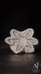 Flower Shape Iced Moissanite Ring 925 <b>Sterling</b> <b>Silver</b> Rhodium Plated Unisex Statement Cocktail <b>Band</b> for Party <b>Wedding</b> Third - Product Image 4