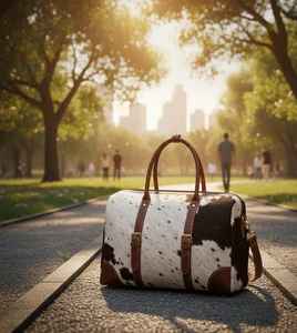 Bolsa de Viaje Rústica de Cuero Genuino con Pelo, Impermeable, para Fin de Semana, Proveedor LHODB-0098 - Product Image 4