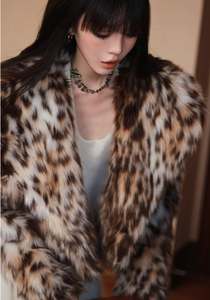 Chaqueta Corta de Piel Sintética de Zorro para Mujer, Estilo Deportivo, Invierno, Diseño de Leopardo/Guepardo, Manga Larga, Resistente al Viento, Tallas Grandes - Product Image 2