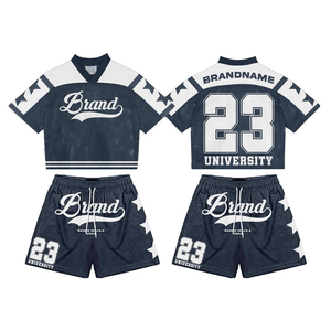 ชุดเสื้อเจอร์ซีย์และกางเกงขาสั้นผ้าโพลีเอสเตอร์ตาข่ายพรีเมียม สีดำ-เหลือง ดีไซน์ลายแผง  แบบสั่งทำพิเศษสำหรับทีม  ชุดเสื้อเจอร์ซีย์และกางเกงขาสั้นสำหรับผู้ชาย - Product Image 2