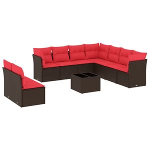 Juego de sofás de patio de ratán sintético marrón de 10 piezas con cojines, muebles duraderos para exteriores - Product Image 2