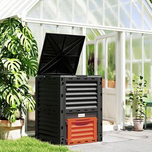 Composteur de jardin de 80 gallons, grand composteur extérieur avec aération rapide, forme de feuille orange, 500L, matériau PP pour l'agriculture - Product Image 2