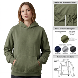 Sudadera con Capucha Gráfica para Mujer, 260 GSM, Felpa de Algodón, Bolsillo Canguro, Logotipo Personalizado, Marca Privada, Venta al Por Mayor - Product Image 4