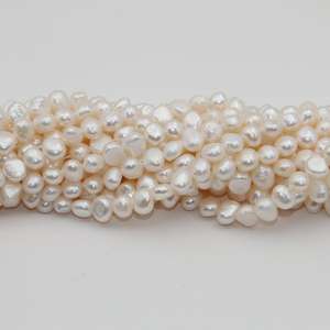 Perlas naturales de agua dulce en forma de pepita, cuentas redondas de 7-8 mm, perlas barrocas cultivadas, cuentas de piedras preciosas para la fabricación de joyas, collares y pulseras. - Product Image 3