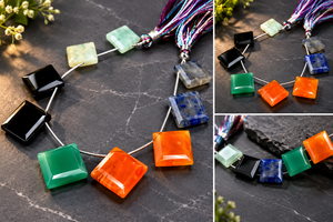 Wholesale Price Real Gemstone <b>Beads</b> 12mm Loose Square Briolette Quartz Premium Jewelry Making Mix <b>Stone</b> <b>Beads</b> Alif International - Product Image 3