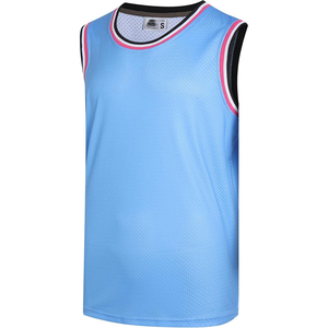 เสื้อบาสเก็ตบอลตาข่ายไล่เฉดสีน้ำเงินสำหรับผู้ชาย คอกลม แขนกุด ระบายอากาศได้ดี ทรงปกติ เหมาะสำหรับทุกฤดูกาล ชุดกีฬาสำหรับผู้ใหญ่ - Product Image 5