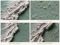 Peinture à l'huile abstraite peinte à la main, océan vert et blanc, texture épaisse, paysage marin sur toile, décoration murale pour la maison