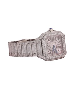 Reloj de Pulsera de Cuarzo con Esfera Inteligente y Correa de Acero Inoxidable con Diamantes Moissanite de Lujo Personalizado, en Oro Blanco, para Regalo de Fiesta para Hombre - Product Image 3