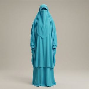 2025 OEM Kimono Abaya pour femmes musulmanes, en tissu polyester épais, doux et très extensible, col en V, manches longues, pour fêtes, Ramadan, mariages - Product Image 1