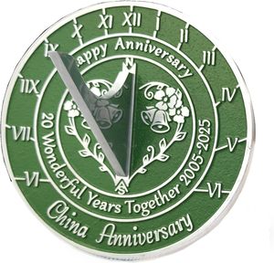 20th China <b>Wedding</b> Anniversary Brass Antique Round Sundial 2025 Gift 10" Painted - Product Image 2