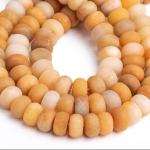 ลูกปัดหยกสีเหลืองธรรมชาติแบบด้าน รูปทรงรอนเดลล์ สำหรับทำเครื่องประดับ สร้อยข้อมือ สร้อยคอ งานฝีมือ DIY - Product Image 1