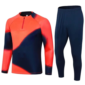 Survêtement d'entraînement à demi-zip bleu marine fluorescent, séchage rapide, évacuation de l'humidité, coupe ajustée, kit d'entraînement de football, vente en gros OEM ODM - Product Image 3