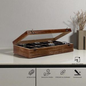 Boîte à montres en bois pour hommes, rangement et organisation de montres, présentoir à montres, boîte à bijoux pour femmes, 8 emplacements - Product Image 2