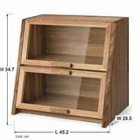 Boîte à pain d'angle gain de place en bambou, double couche, couvercle magnétique hermétique, écologique, durable, grande capacité, rangement de cuisine