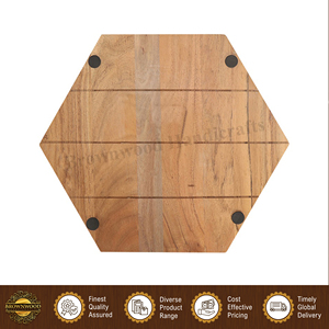 Plateaux en bois les plus vendus, écologiques, en bois de manguier, forme hexagonale, pour servir les aliments dans les hôtels et les restaurants - Product Image 2