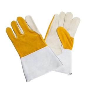 High Quality Heavy-Duty Cowhide Grain Split Leather Safety Gloves <b>Fire</b> Resistant Breathable Safety Cuff Industrial Cotton - Product Image 1