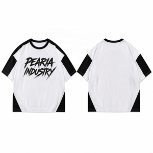 Contrast <b>Raglan</b> Men's O-Neck T-Shirt Oversized Short Sleeve 320g Cotton Front Logo Letter Print Casual Streetwear - Product Image 1