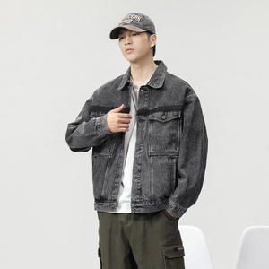 Veste en jean pour homme, col montant classique, manches longues, coupe ajustée, élégante, confortable, durable, respirante, réversible, 100% coton, fermeture avant rapide - Product Image 3