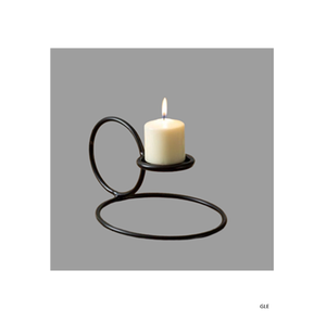 Porte-bougie en fer forgé au design simple avec finition noire en poudre, disponible au meilleur prix - Product Image 3