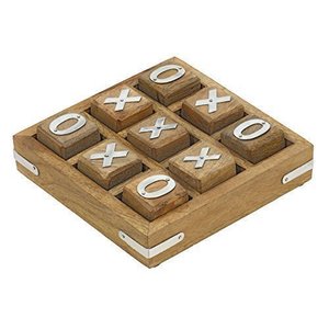Jeu de Tic Tac Toe en bois fait main, plateau ovale avec pions X et O, style vintage, en bois brun, artisanat Calvin - Product Image 4