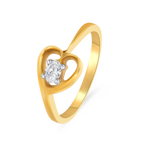 Luxury 18K Yellow Gold Finish Heart Design Oval Cut <b>Diamond</b> <b>Ring</b> for Women Romantic Engagement Promise Jewelry - Product Image 1