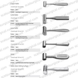 Maillet chirurgical Cottle pour os, 24 cm, en acier inoxydable, instrument orthopédique pour chirurgie osseuse, tête de 33 mm, réutilisable - Product Image 6