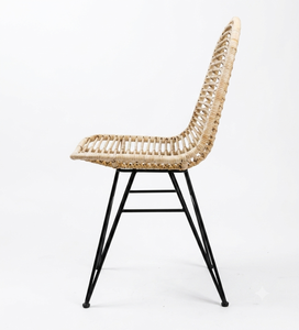 Modern Natural Rattan <b>Dining</b> <b>Chair</b> Handmade Wicker Accent <b>Chair</b> With Metal Legs For Living Room Restaurant Bistro Furniture - Product Image 3
