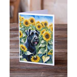 Schnauzer gigante caprichoso en girasoles A7 tarjetas de felicitación Paquete de 8 tarjetas de nota en blanco con sobres tamaño 5x7 - Product Image 2