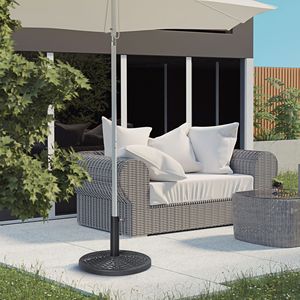 Supporto per ombrellone da patio rotondo resistente da 18 pollici con design in rattan, 21 libbre. Nero - Product Image 2