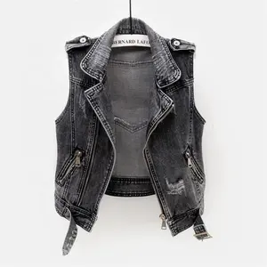 Mode Denim Vest Dames Lente Herfst Mouwloze Wilde Tops Korte Jas Jean Vest Vrouwen Plus Maat 5xl Rokerig Grijs Standaard