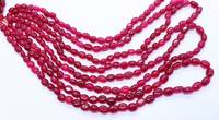 Perles ovales lisses en quartz rubis AAA 6-7 mm, perles ovales en pierre précieuse quartz rubis, 18 pouces, quartz rubis naturel en vrac pour la fabrication de bijoux
