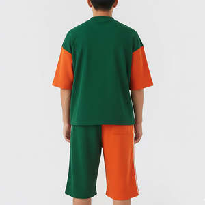 T-shirt oversize à épaules tombantes imprimé uni, logo brodé personnalisé, streetwear, ensembles de survêtements d'été confortables - Product Image 2