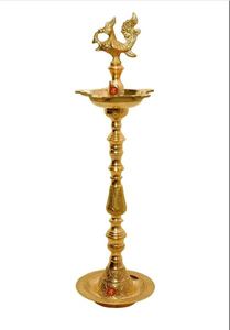 Custom Peacock <b>Figure</b> Copper Industrial Fancy Kerala Diya Oil Lamp Stand Traditional Diwali Puja - Product Image 4