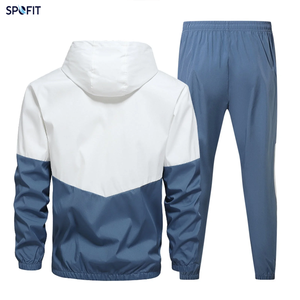 SPOFIT Men's <b>Wind</b> <b>Breaker</b> Tracksuit Hooded Zipper Full Sleeve Sporty Casual Two-Piece Suit Lightweight Breathable Spring Wear - Product Image 5