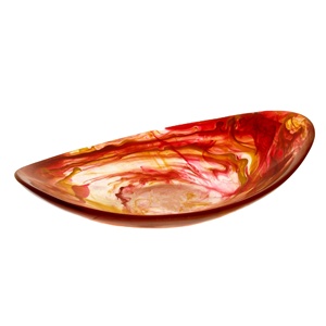 Bol de présentation ovale peu profond en résine de 5,5 pouces, Bon Chef, Inc, fait à la main, poli, design européen, résine écologique, service personnalisé, couleur personnalisée - Product Image 1
