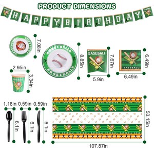 171 pezzi Set di stoviglie usa e getta a tema Baseball Kit forniture per feste tazze piatti tovaglioli tovaglie tovaglie per feste di compleanno - Product Image 2