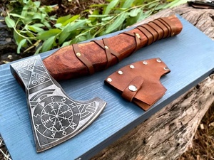 Custom Handmade Nordic Rune Pattern Flat Backed <b>Axe</b> <b>Wood</b> Handle High Carbon Steel Blade 3-Year Warranty Wall Decor Outdoor - Product Image 5