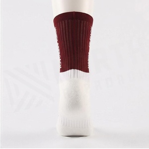 HANSOCHIN Athletic Socks Ankle Length White with <b>Maroon</b> Cuff Breathable Running Socks for Adults Summer Season - Product Image 2