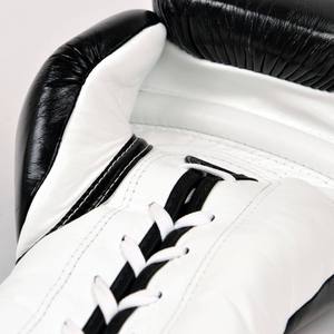 ถุงมือชกมวย Fairtex สีดำ-ขาว แบบผูกเชือก ผลิตตามสั่ง ถุงมือมวยไทย Fairtex คุณภาพสูง ถุงมือชกมวย Fairtex รุ่นใหม่ - Product Image 4