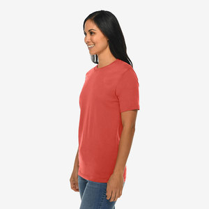 Camiseta Roja de Cuello Redondo para Mujer, 100% Algodón Jersey, Corte Regular, Casual, Manga Corta, Primavera Verano, Transpirable, Color Sólido - Product Image 3