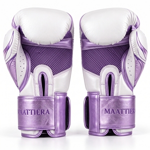 Guantes de Boxeo Personalizados Blancos y Morados con Estampado de Mariposa, Soporte Acolchado para Muñeca, Guantes Deportivos, Proveedor Mayorista - Product Image 4