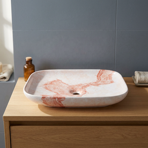 Vasque à poser ronde en céramique ivoire moderne, élégante, pour salle de bain et maison - Product Image 4