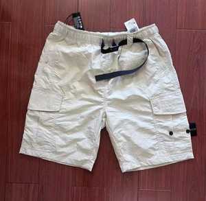 Shorts cargo pour hommes, couleur unie, taille mi-haute, taille élastique, décontracté, tissé, respirant, infroissable, avec cordon de serrage, polyester/coton - Product Image 4