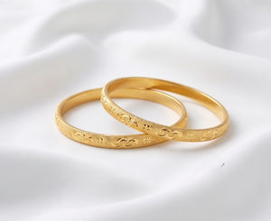 Divyoro Women's <b>Copper</b> Alloy Gold Plated Classic Flower Pattern Trendy Wedding Bangles & <b>Bracelets</b> - Product Image 1
