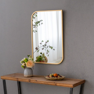 Grand miroir mural en métal doré, miroir mural décoratif moderne pour salon, salle de bain, chambre à coucher, décoration de la maison - Product Image 5