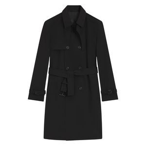 Abrigo de Hombre Estilo Británico Personalizado al por Mayor, Gabardina Negra de Poliéster con Cinturón Disponible, Abrigo Ecológico con Cuello Alto para Hombre - Product Image 5