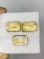 Pierre précieuse naturelle Citrine Jaune, paire d'octogones, taille à facettes, pierre libre 10x15mm, effet de changement de couleur, qualité excellente, grade rare pour la joaillerie