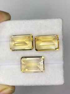 พลอยซิทรินธรรมชาติทรงแปดเหลี่ยมคู่ สีเหลือง ซิทรินเจียระไนทรงเหลี่ยม ขนาด 10x15 มม. สำหรับทำเครื่องประดับ - Product Image 3