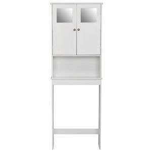 Mobiletto Moderno Bianco a Doppia Anta per Bagno, Salvaspazio Sopra il WC con Ripiano Regolabile, Collezione Casa in Legno - Product Image 1